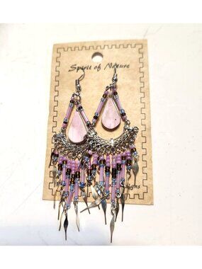 Spirit of Nature Southwestern Handcrafted Native Earrings Pink Stone Beaded